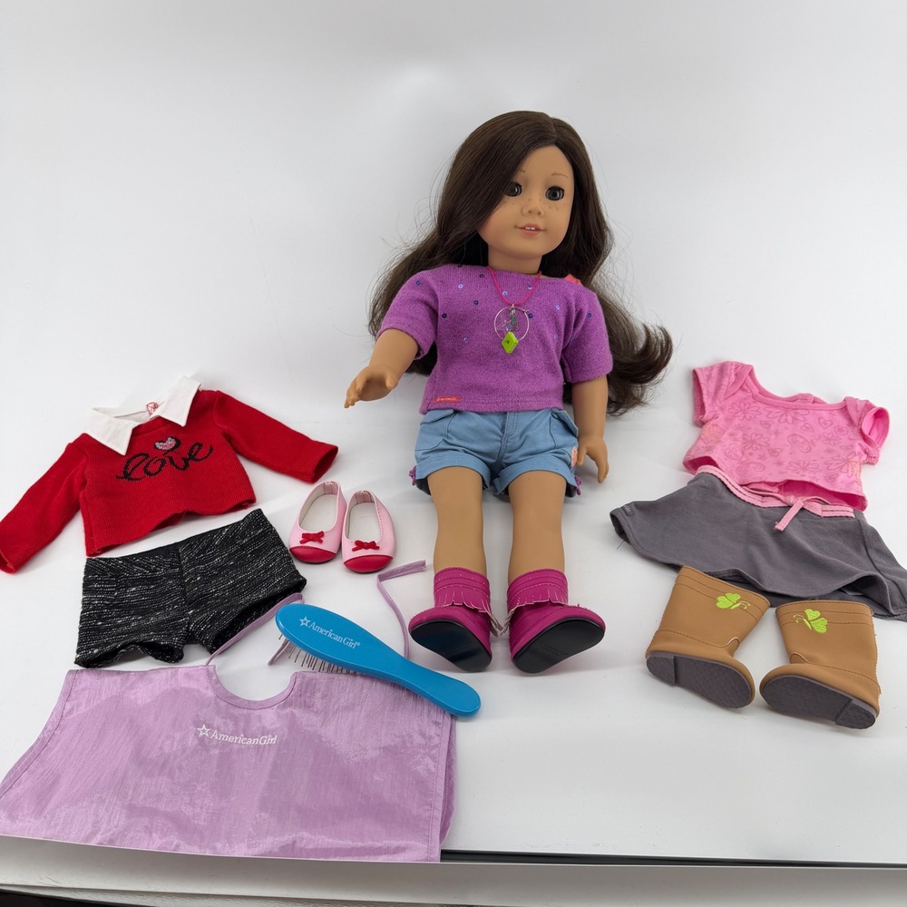 American Girl Truly Me Doll 55 Dark Brown Hair Hazel Eyes Freckles Outfits Box